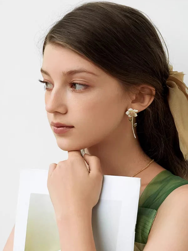 Drop Glaze Flower Earrings