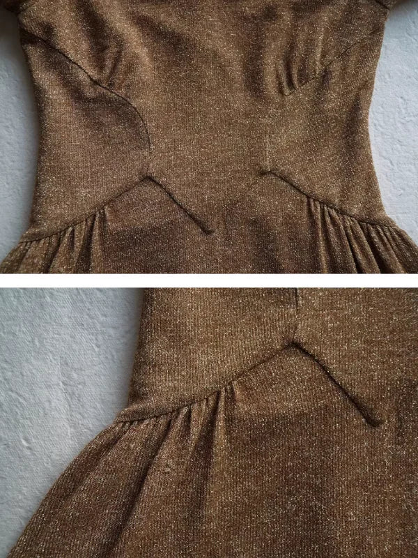 Golden Elegance Victorian Dress