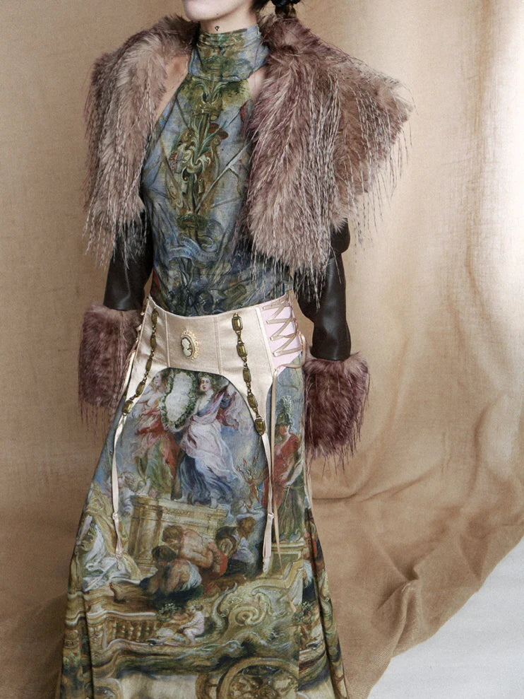 Baroque Allegory Halter Maxi Dress