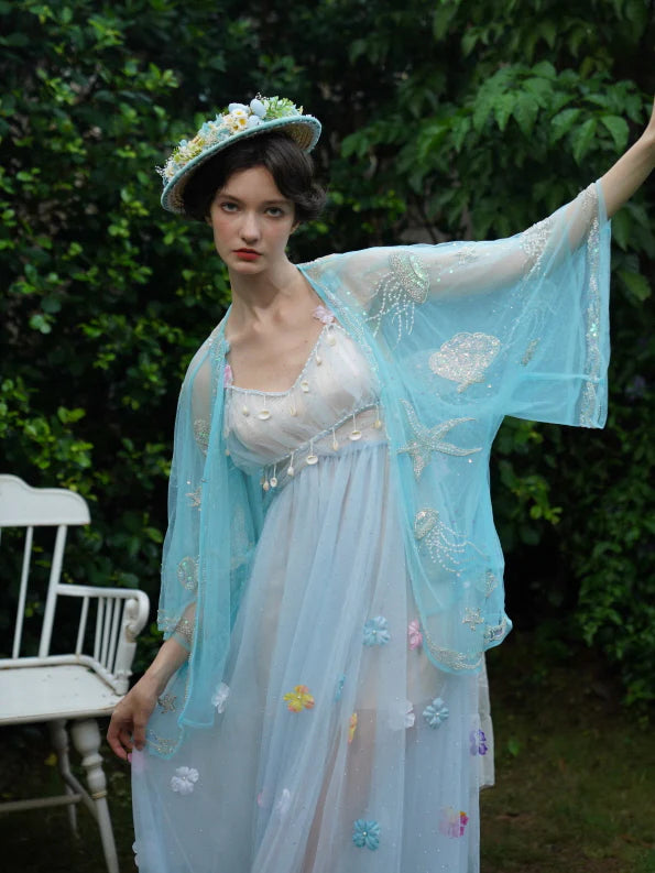 Blooming Petal Fairy Blue Tulle Dress