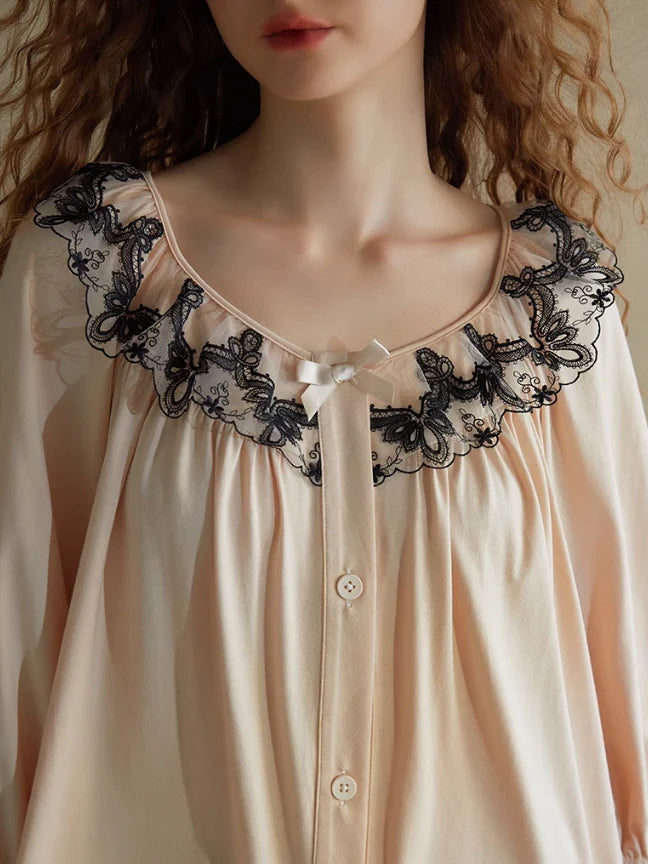 Elegant Lace-Trimmed Pajama Set