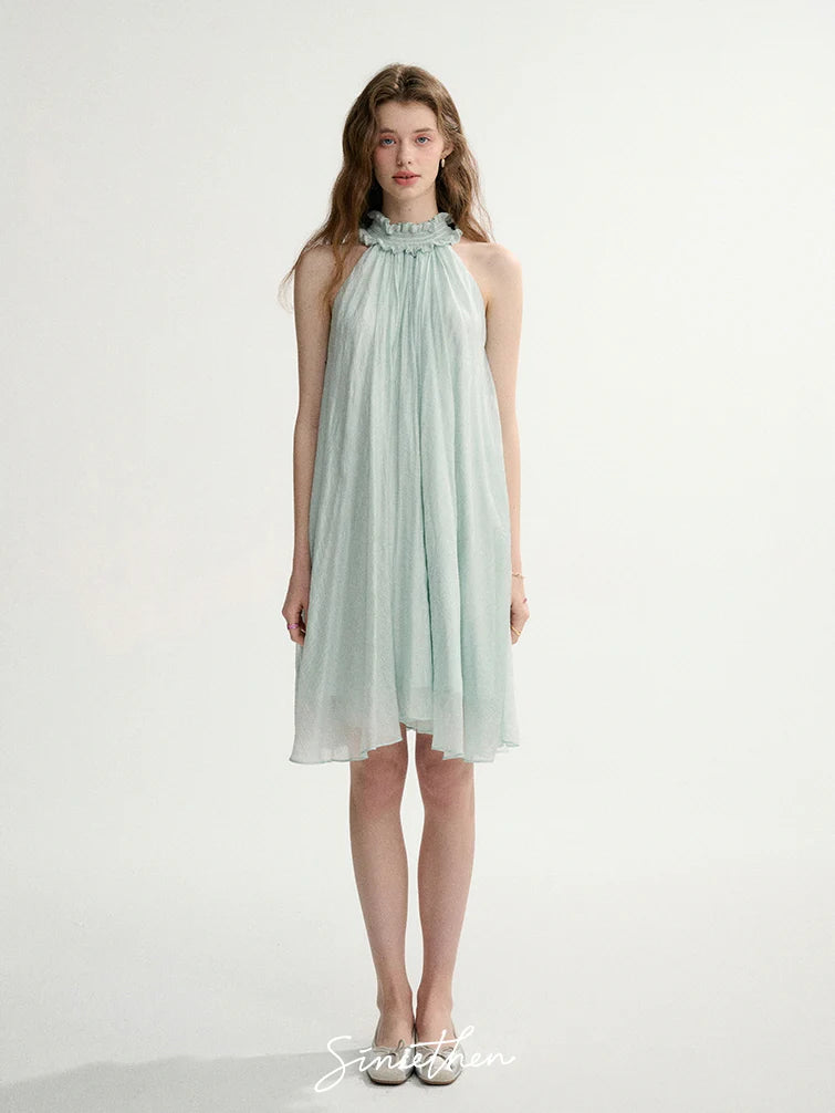 Ethereal Ruffle Halter Dress