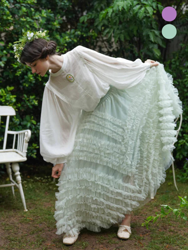 Whimsical Cloud Ruffle Skirt