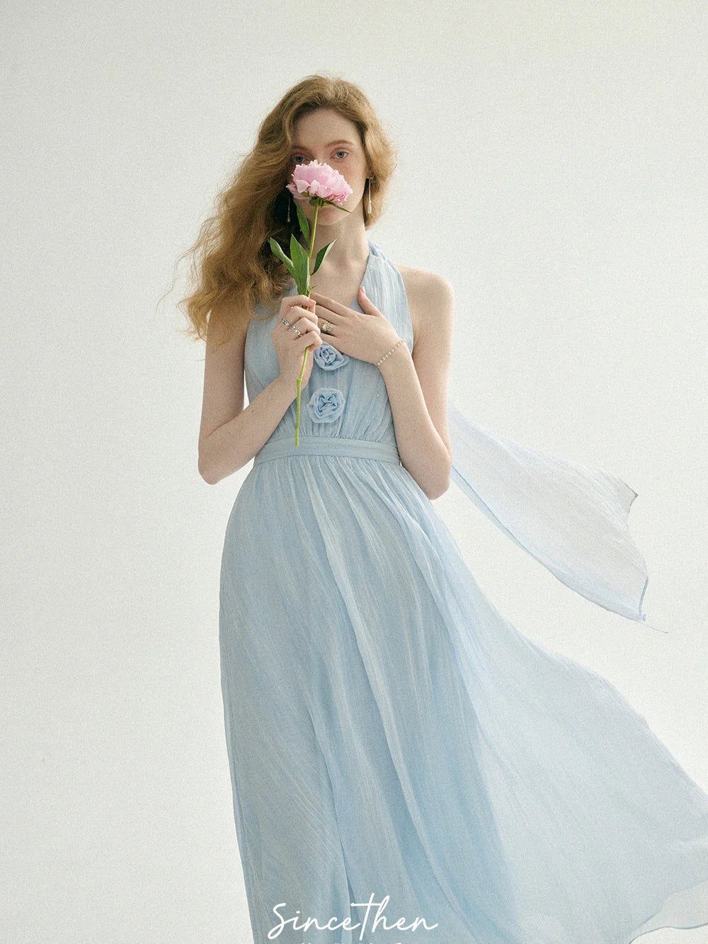 Ethereal Rosette Halter Dress