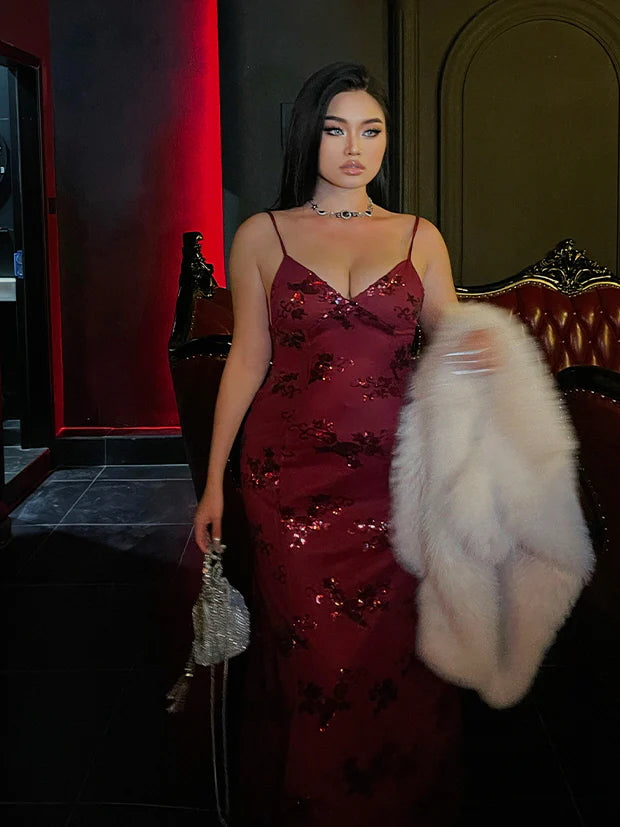 Midnight Rose Sequin Tulle Gown