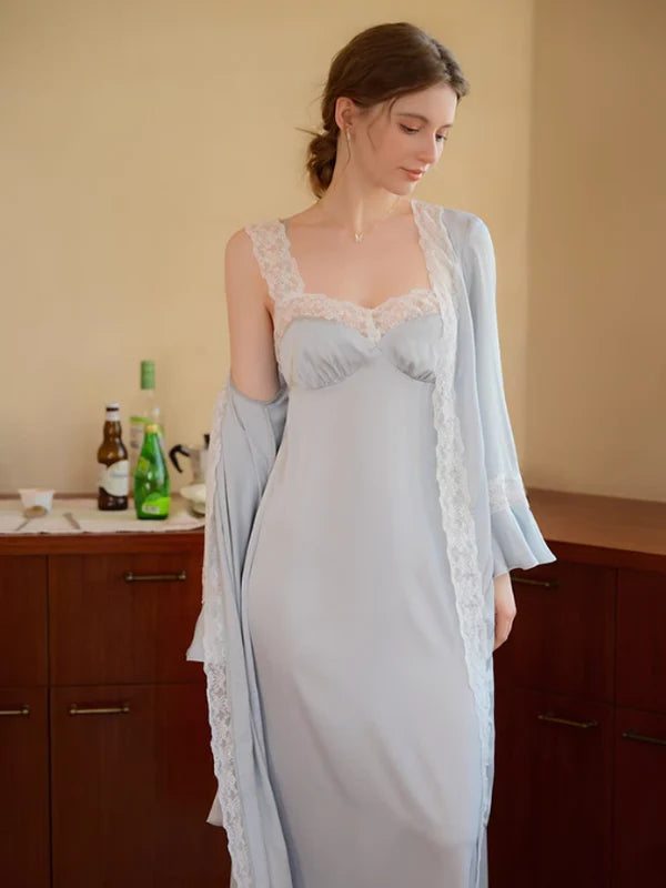 Elegant Whisper Sky Blue Nightgown