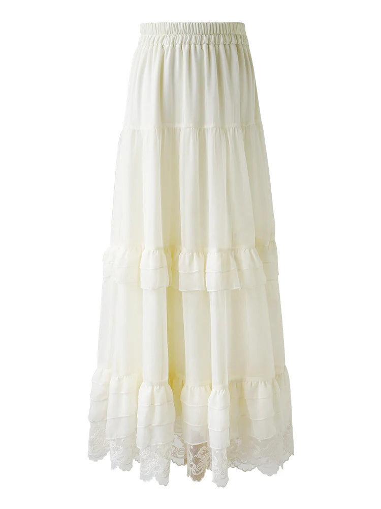 Fairy Lace Trim Layered White Skirt
