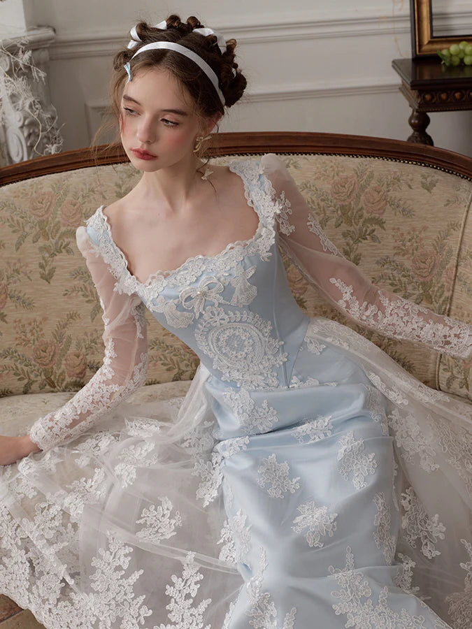 Enchanted Blue Lace Fairytale Gown