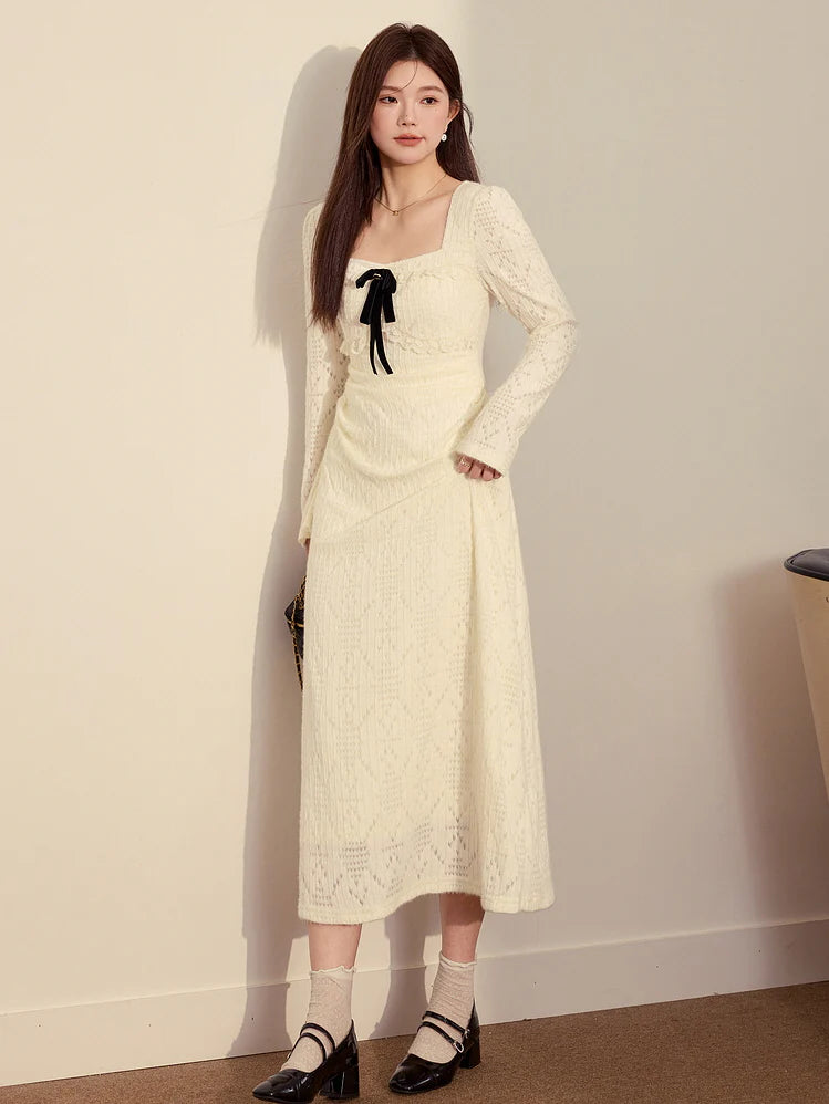 Velvet Ribbon Vintage Lace Knit Dress