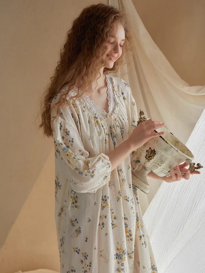 Blossom Whisper Vintage Cotton Nightgown