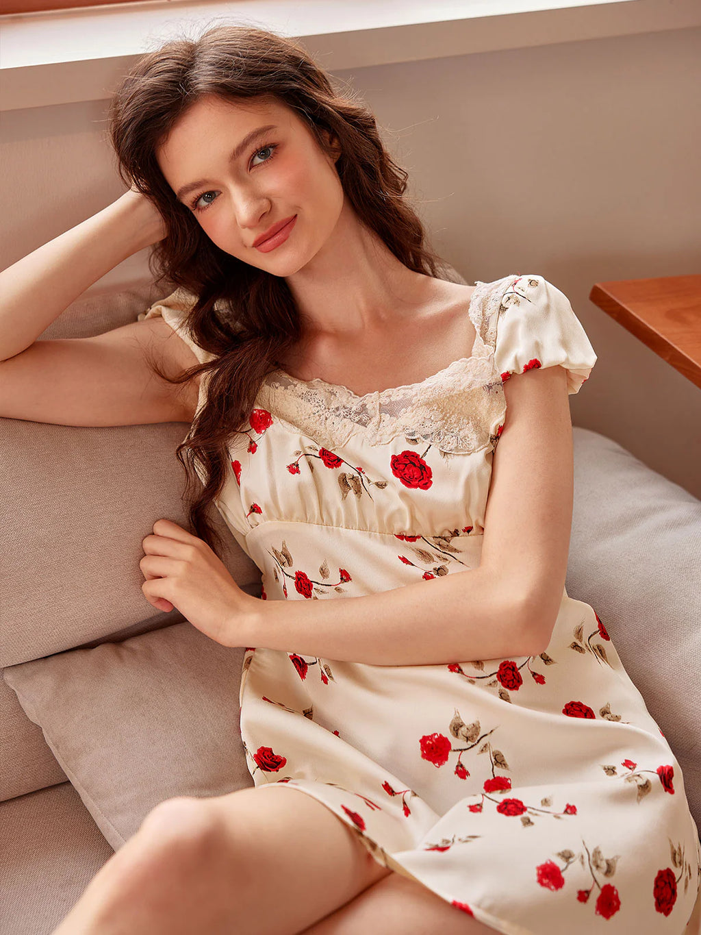 Rose Garden Lace-Trimmed Nightdress