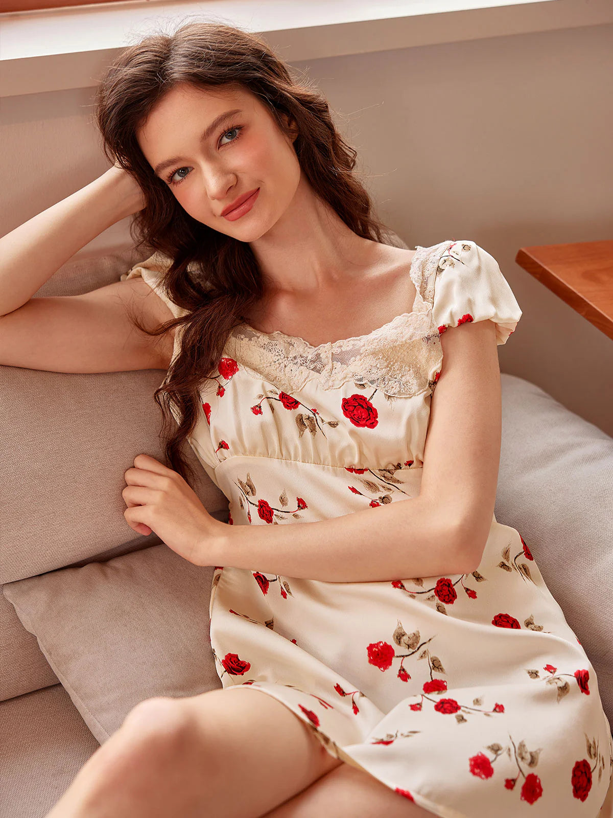 Rose Garden Lace-Trimmed Nightdress