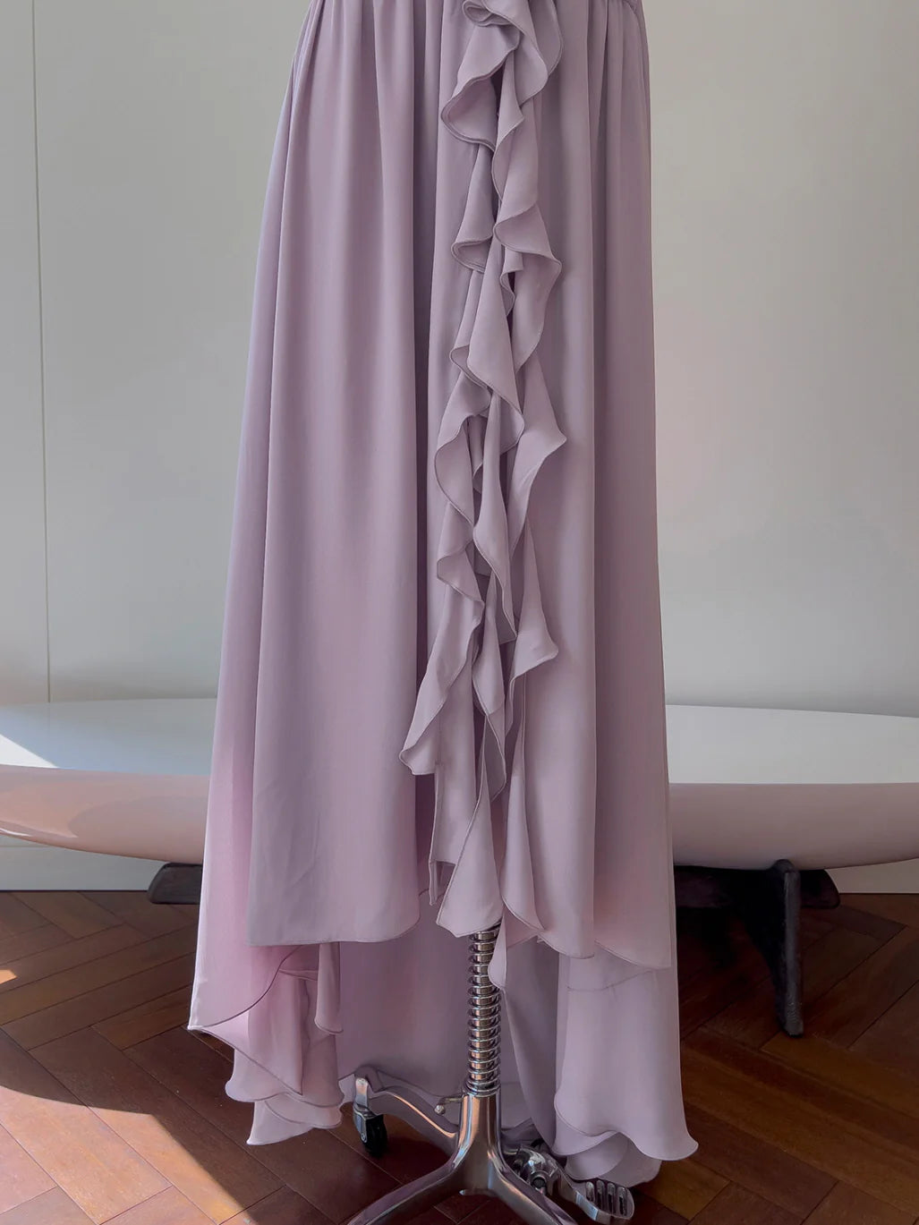 Lilac Rose Ruffle Chiffon Dress