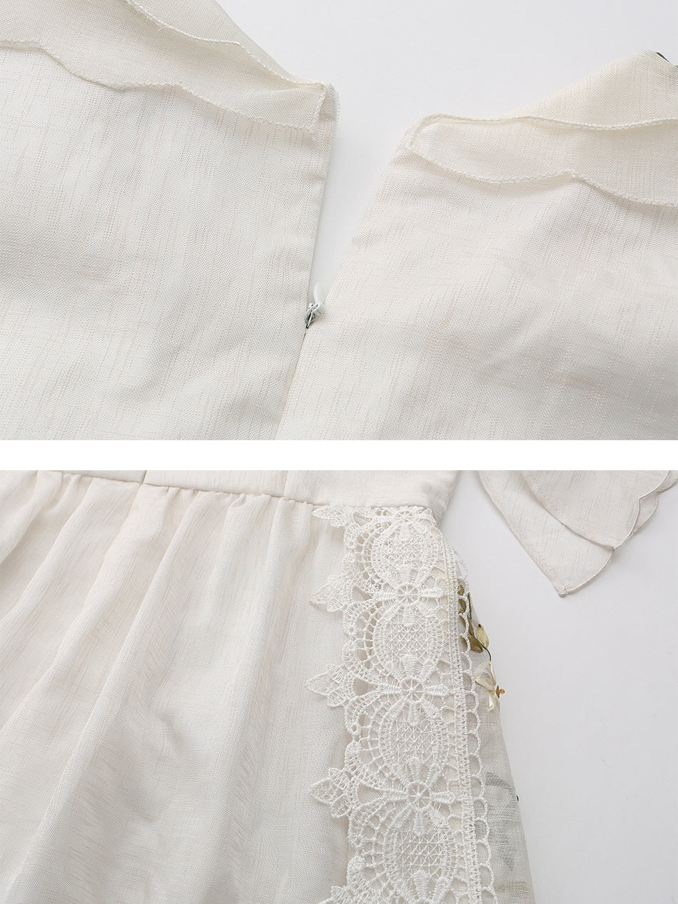 Elizabeth's Retro White Elegance Dress