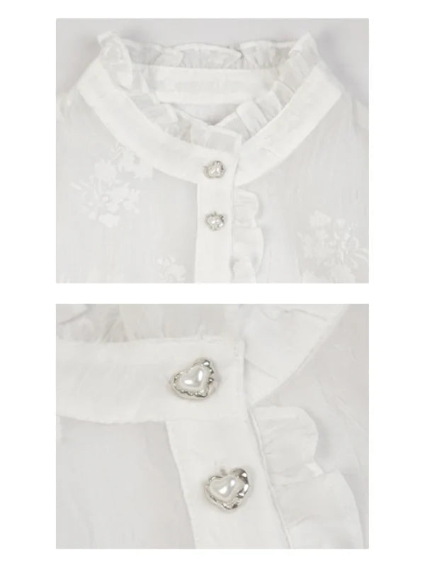 Vintage Pearl Button Lace Blouse