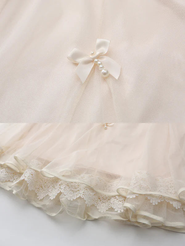 Pearl Ribbon Tulle Skirt