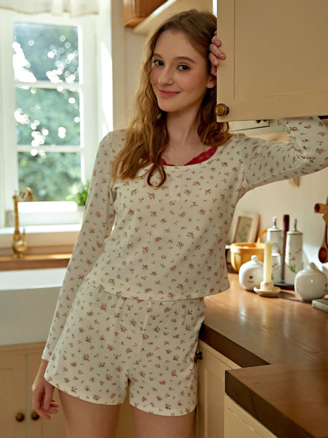 Coquette Floral Cotton Pajama Set