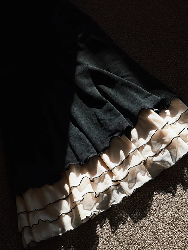 Midnight Elegance Tiered Hem Dress