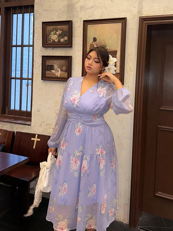 Lavender Rose Garden Chiffon Dress