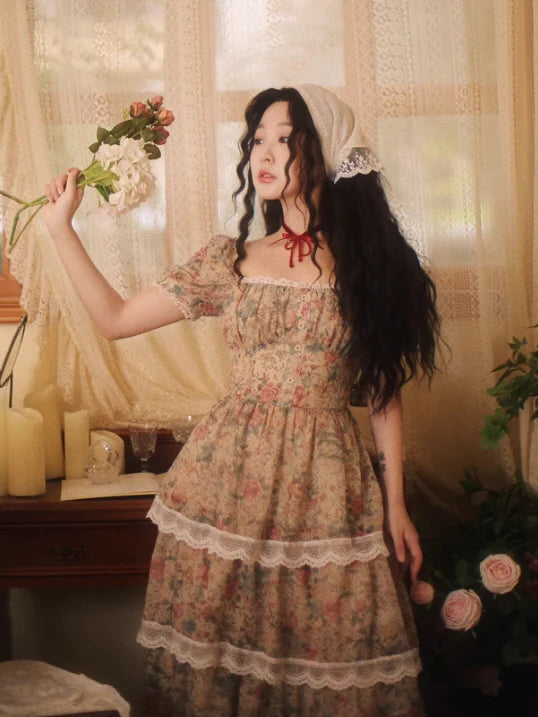 Antique Rose Lace Corset Dress