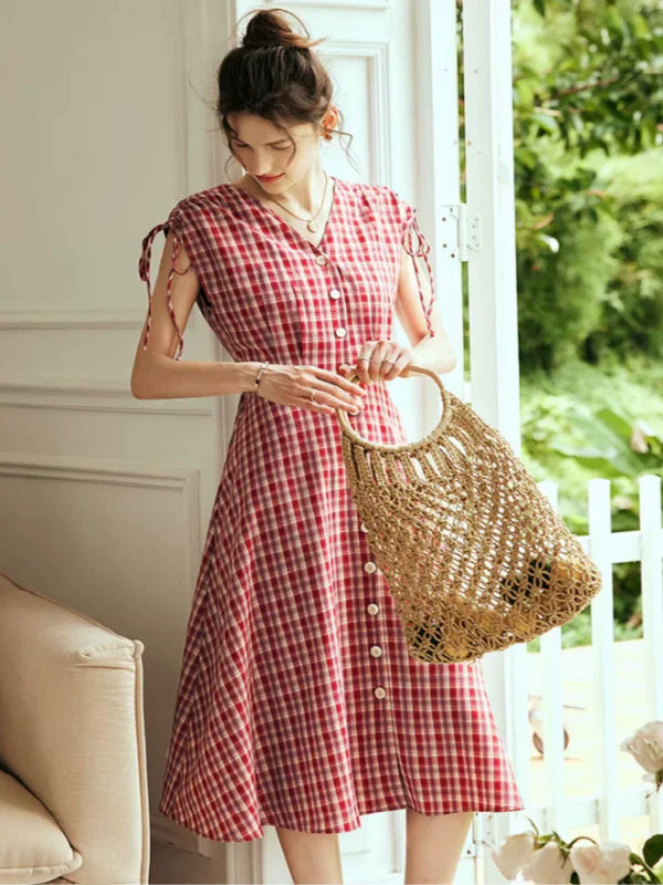 Vintage Checkered Charm Dress
