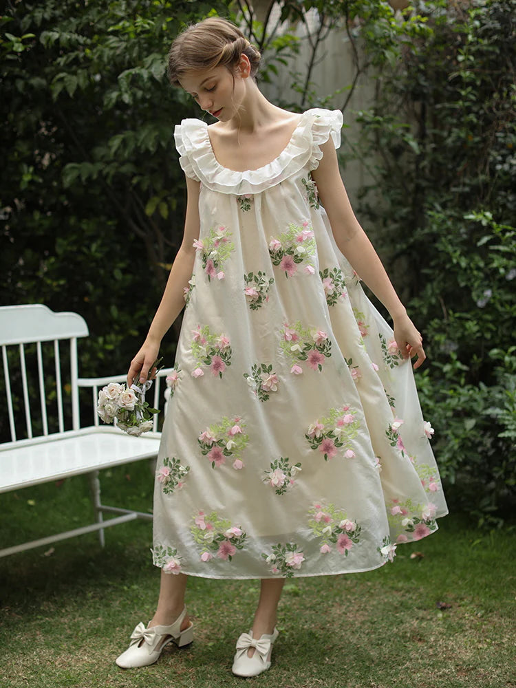 Blossom Whisper Embroidered Fairy Dress
