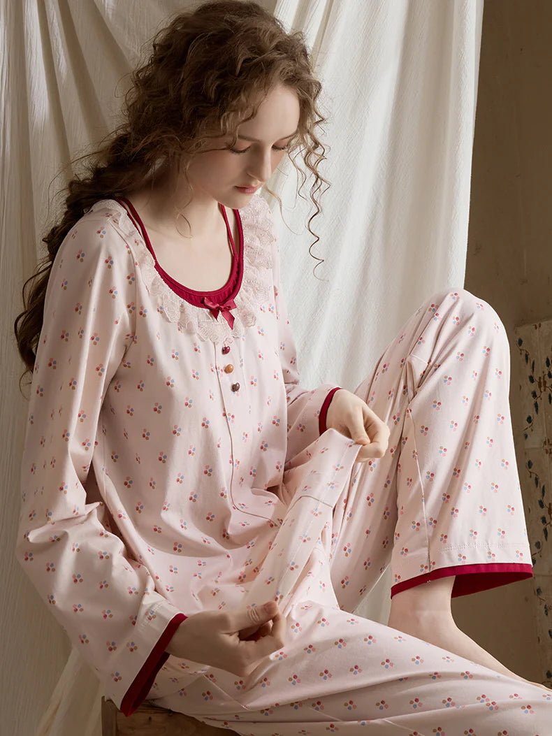 Cherry Blossom Ruffle Pajama Set