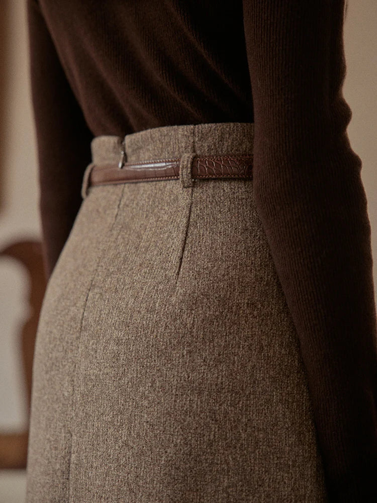 Classic Tweed High-Waist Skirt
