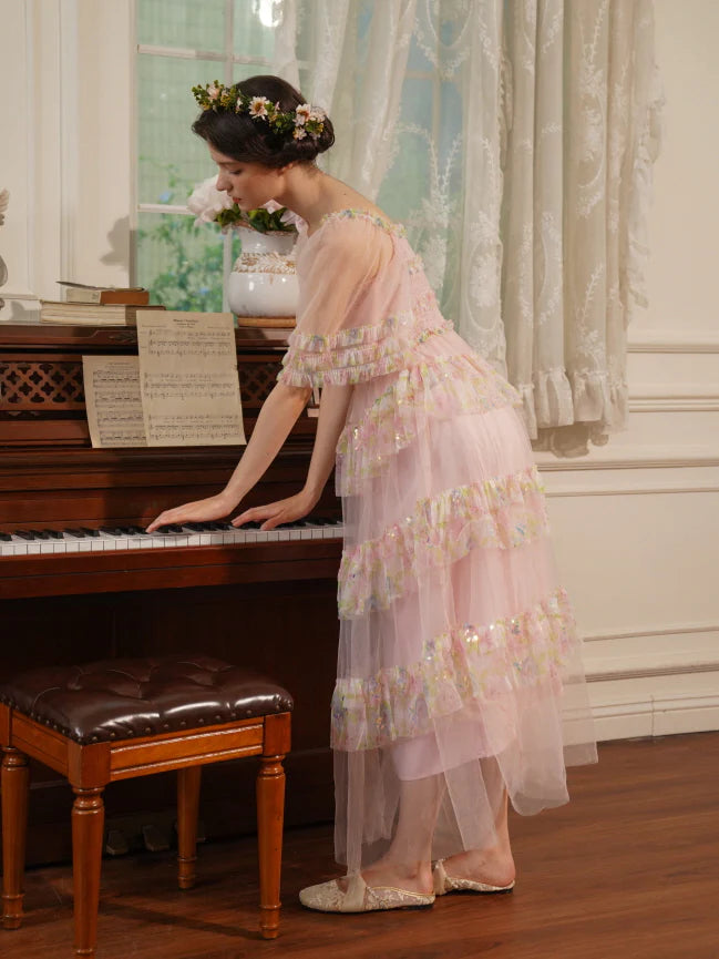 Blooming Ruffle Pink Tulle Dress