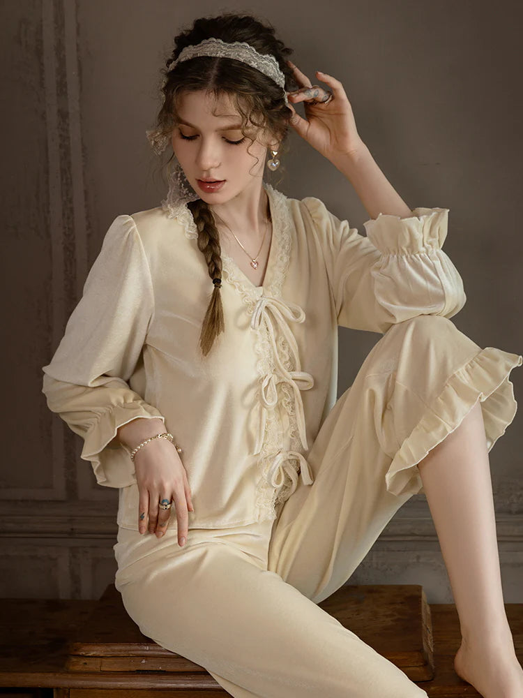 White Velvet Ribbon Pajama