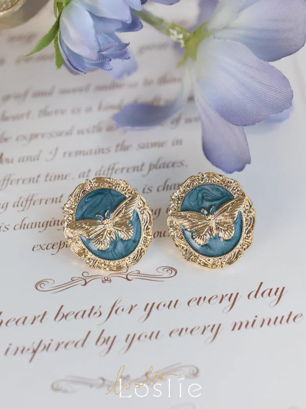 Painting Butterfly Retro Vintage Earrings