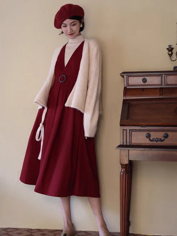 Vintage Elegance Cross-Strap A-Line Dress