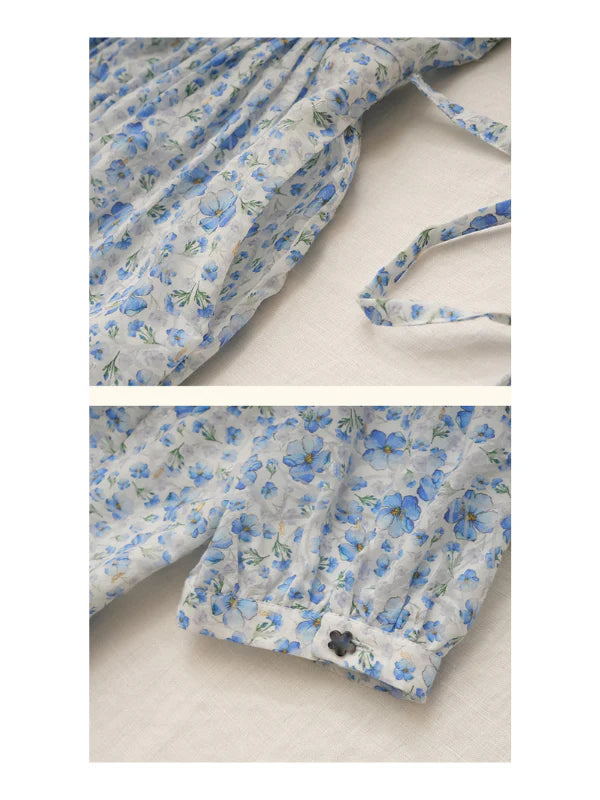 Whispering Blue Garden Floral Dress