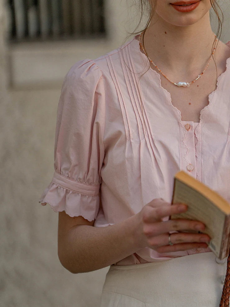 Emma's Romantic Pink Collar Blouse