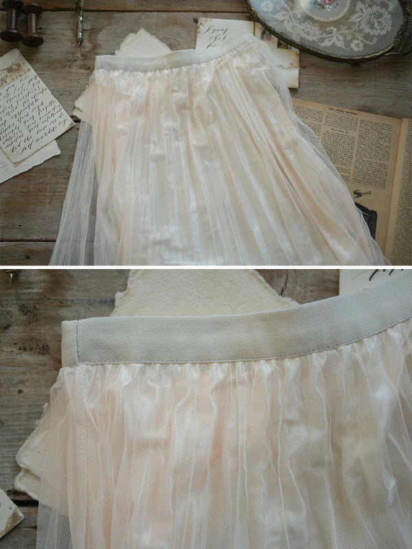 Dreamy Feather-Trim Pleated Skirt