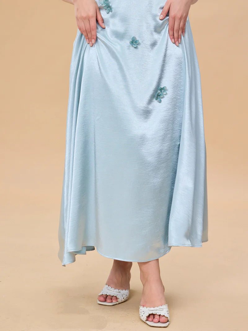 Ocean Bloom Satin Halter Dress