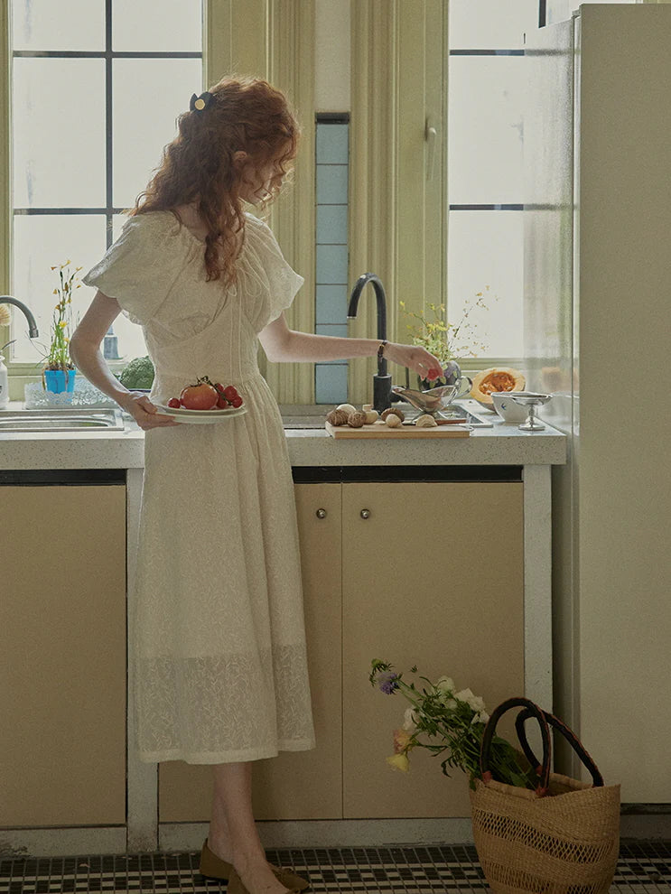 Enchanted Embroidered Puff Sleeve Dress