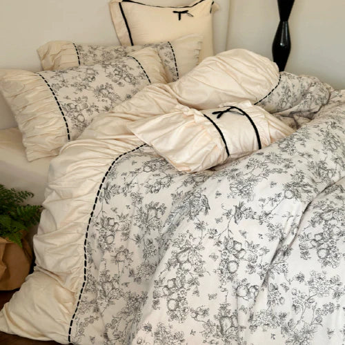 French Vintage Floral Cream Bedding Set