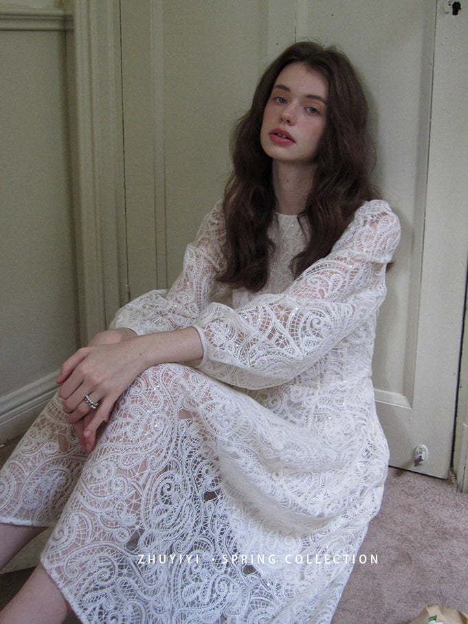 Vintage White Lace Elegance Dress