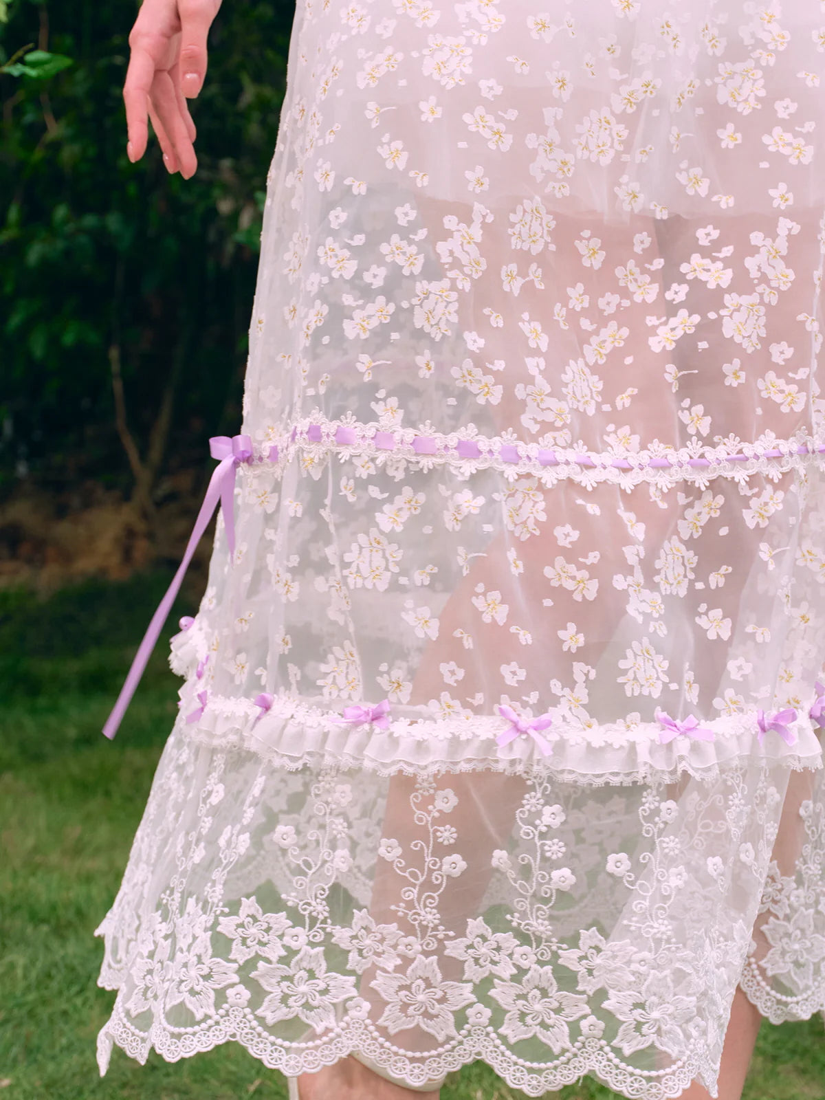 Floral Embroidered Corset & Sheer Skirt