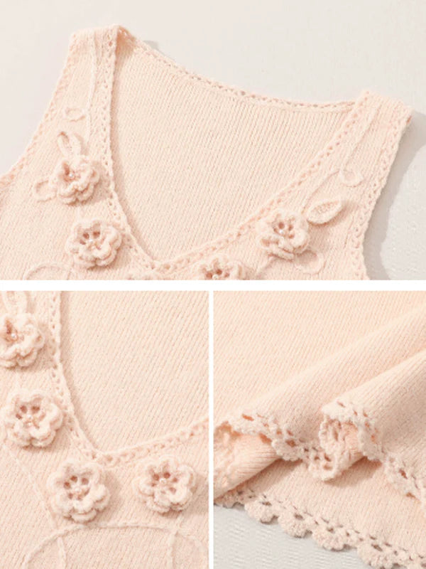 Elegant Blooming Lace Knit Dress
