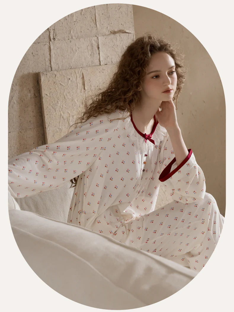 Cherry Blossom Ruffle Pajama Set
