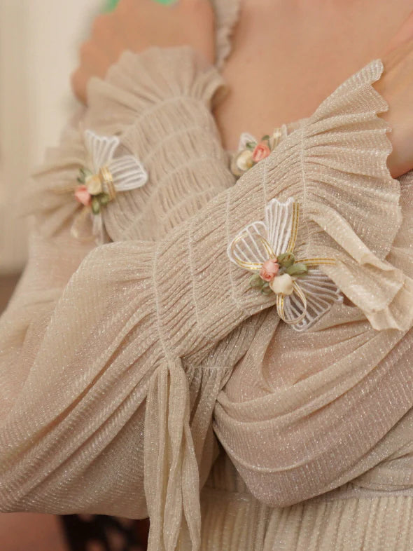 Beige Ruffle Verse Dress