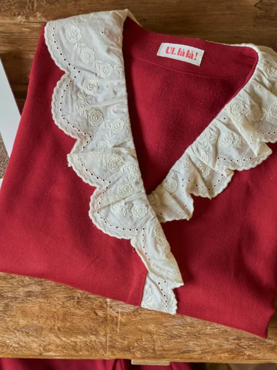 Autumn Romance Cotton Lace Pajama Set