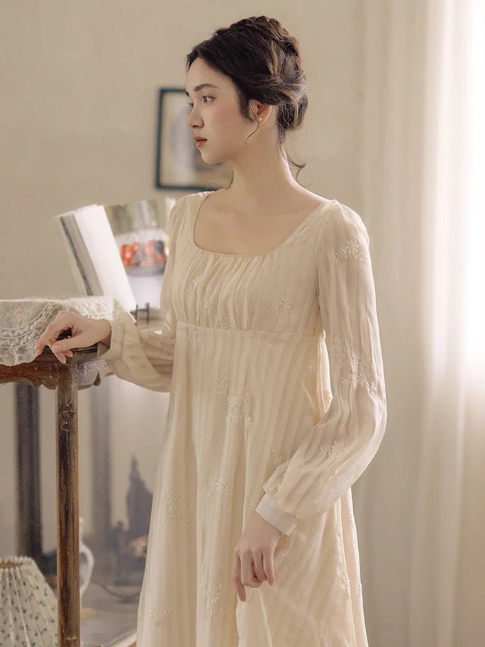 Square Neck Embroidered Fairy Dress
