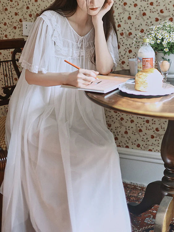 Ruffled Lace Sheer Nightgown