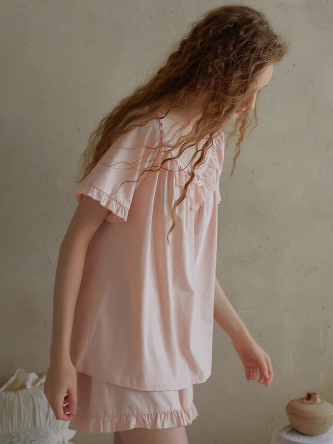 Soft Ruffle Cotton Pajama Set