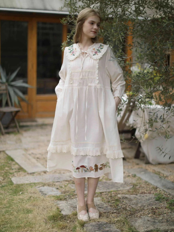 Woodland Story Embroidered Cotton Dress
