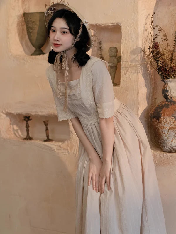 Ivory Elegance Lace-Adorned Dress