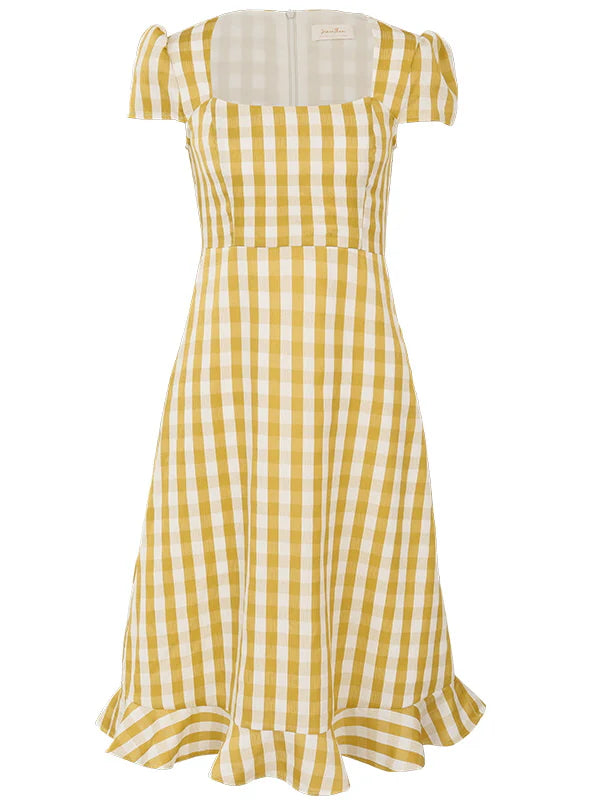 Sunshine Gingham Midi Dress